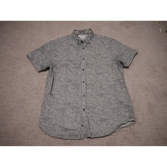 Denim & Flower Ricky Singh Other - Denim & Flower Ricky Singh Mens Grey Space Dye‎ Short Sleeve Button Down Shirt M